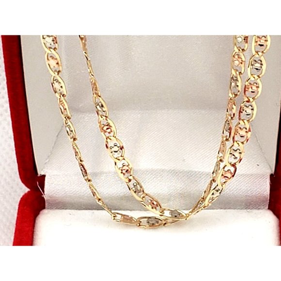 14k REAL GOLD Margarita Tricolor Chain 22" - Picture 6 of 15